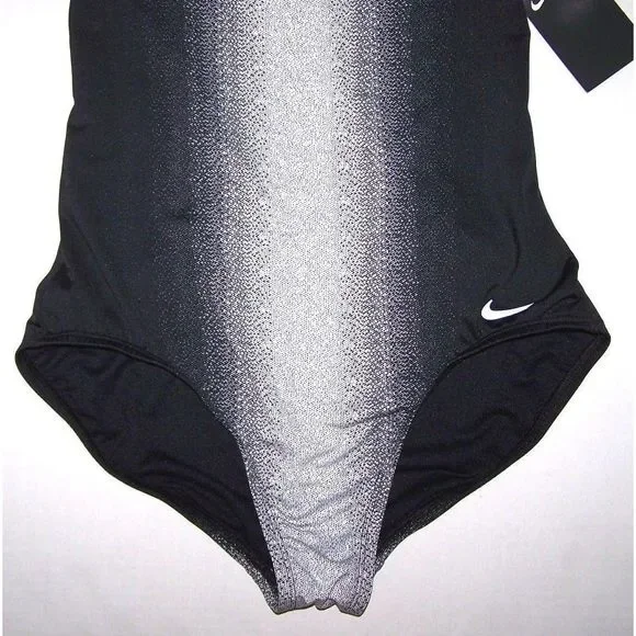 Nike Women Sz M Swimsuit Swimwear Fade Sting 1-Piece Black Wht NESS8300-001 $94 - Picture 6 of 7